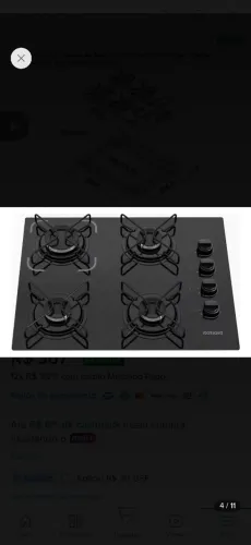 Cooktop Itatiaia Essencial 4 bocas Preto - LACRADO