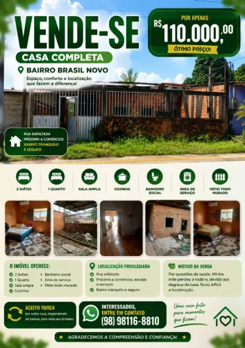 A venda por motivo que a minha mãe ficou cega e devido todo o problema de saúde
