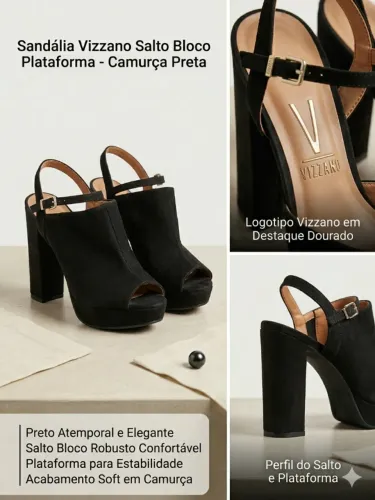 Peep toe Vizzano preta salto bloco