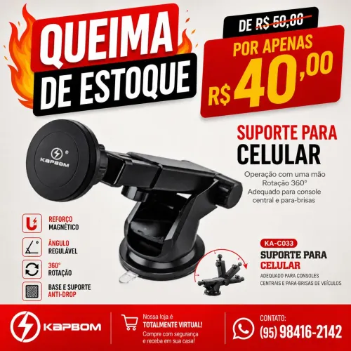 Suporte Magnético para Celular Kapbom KA-C033