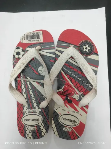 Chinelo havaianas infantil kids football 29/30 branco