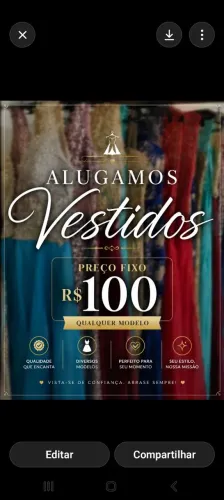 Aluguel de vestidos de festa  a preço fixo de R$ 100,00 qualquer modelo 