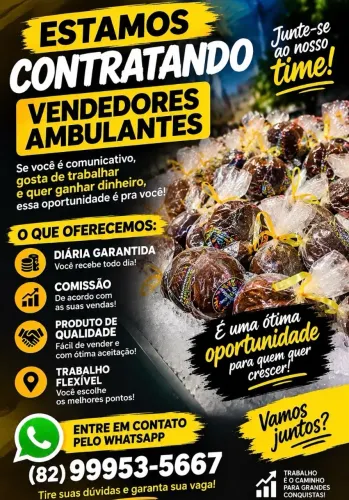 Vaga de emprego pra vendedor ambulante