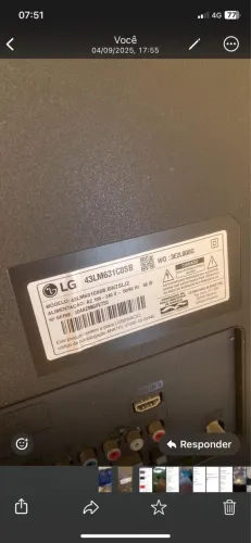 TV LG 43" 43LM631C0SB - Para Retirada de Peças / Display Trincado