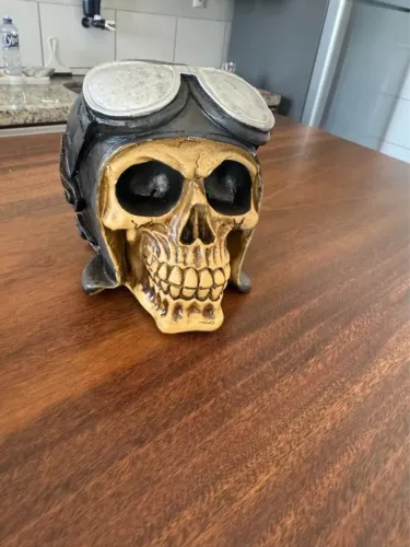 ? CAVEIRA DECORATIVA ESTILO MOTOCICLISTA