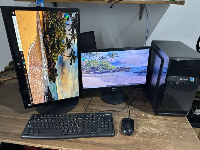 Computadores com 2 monitores ddr4 pra escritório loja com garantia
