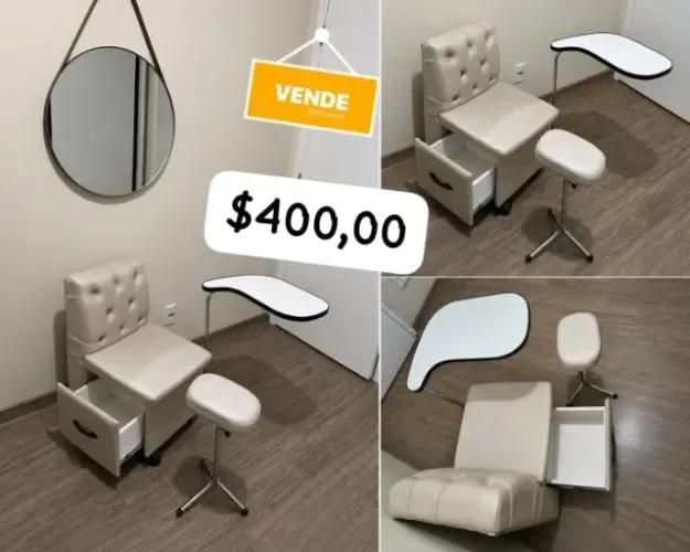 ? Cadeira cirandinha Pérola para manicure/pedicure + Apoio de pé em excelente estado