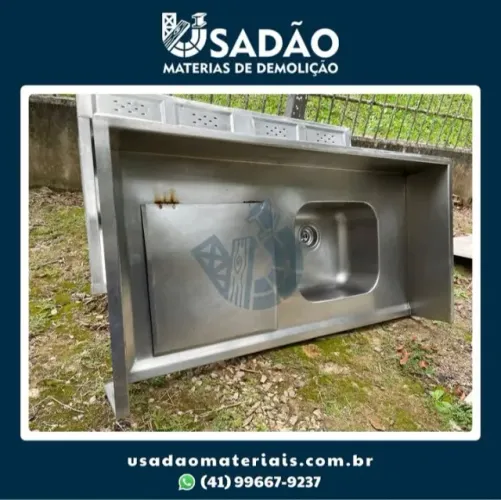 Pia Inox com Tubo para Descarte de Lixo (1,30mX0,60m)