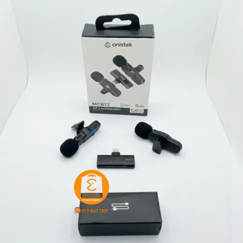 Microfone De Lapela Duplo para IPhone / Lightning, Longo Alcance Sem Fio Profissional