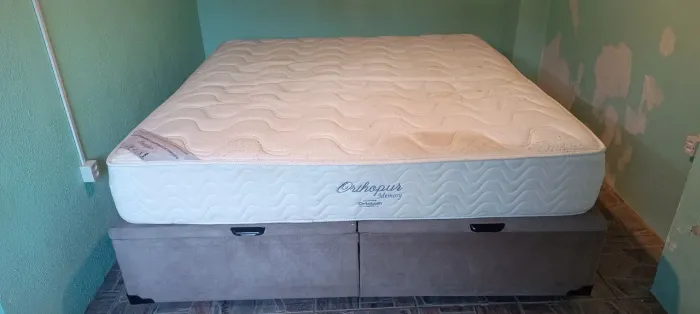 Cama king casal Ortobom top de linha com bau