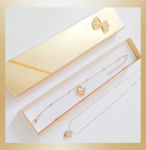 Kit Colar + Pulseira Feminino Ouro18K Banho + Pingente Coração. Promoção!