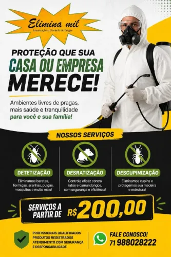 Detetização a partir de 200,00 reais com certificado e alvará