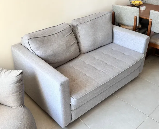 Sofá-Cama em Linho Cinza Escuro