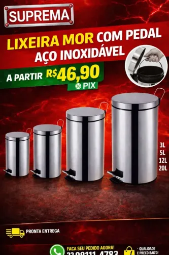 LIXEIRA AÇO INOX COM TAMPA DE PEDAL Marca MOR