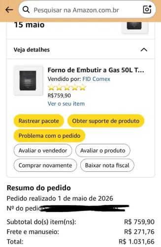 Forno de embutir a gás