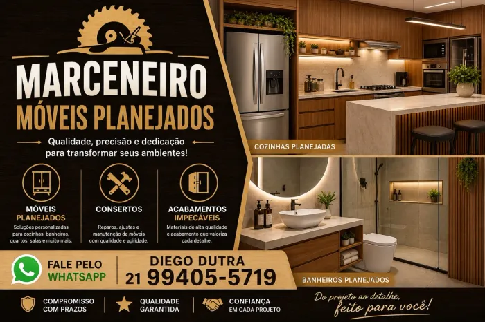 Marceneiro, móveis planejados, montagem, conserto