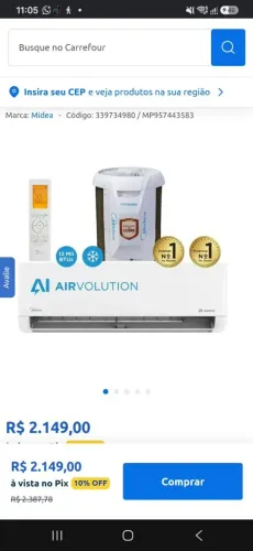 Ar Condicionado Midea Airvolution 12.000btus (Oportunidade)