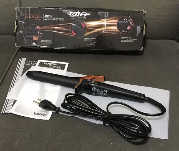 Modelador de Cachos Curves de 25mm Taiff Pintura c/ Cerâmica 127V - Cor Preto - NOVO