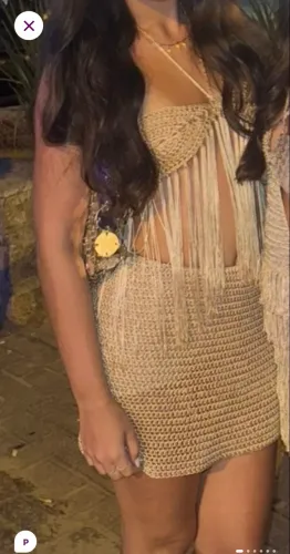 conjunto crochet bege P