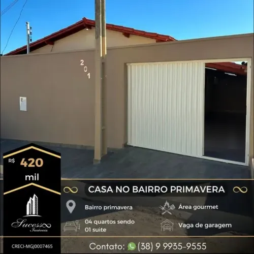 CASA A VENDA NO BAIRRO PRIMAVERA
