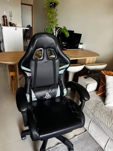 Cadeira Gamer JVF Preta | Reclinável + Almofada Lombar