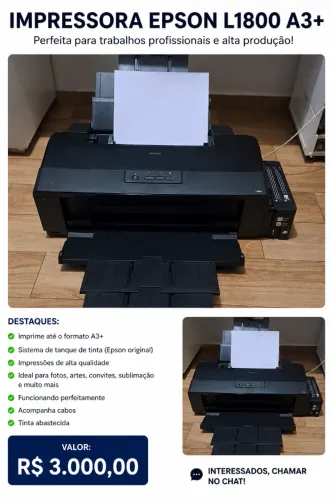 Impressora Epson L1800 - Imprime até folha A3
