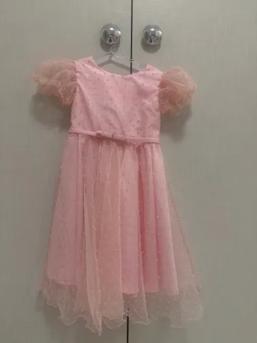 Vestido de festa em tule poá - veste 2 e 3 anos 