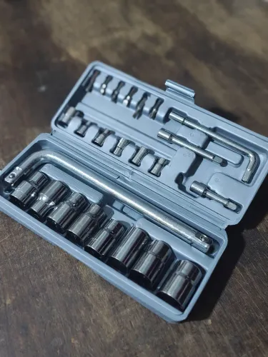 Kit Jogo 24pçs Chave L Soquete Boca Bits Cromado C/ Estojo