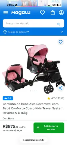 Carrinho e bebê conforto 