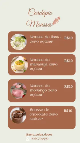 Mousse zero açúcar
