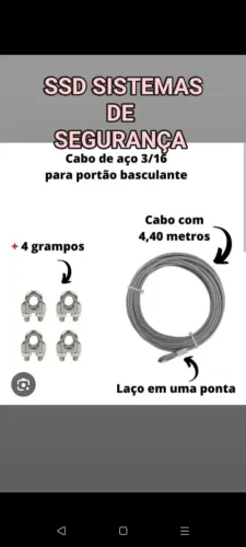 Promoção de troca e instalação de cabo de aço para portão basculante