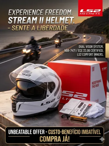 Capacete LS2 Stream II - Tamanho 62 (G) - Branco