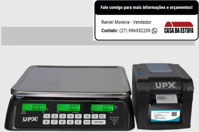 Balança UPX Etiquetadora Wind Mega Serial - até 3mil itens- Etiquetas Personalizadas