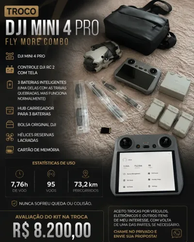 DJI Mini 4 Pro Fly More Combo - Excelente Estado + Acessórios