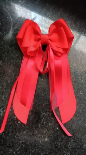 Laço Infantil Vermelho com Pontas Longas - Bico de Pato