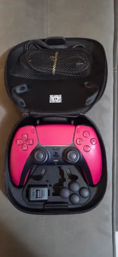 Controle DualSense Edge Customizado Pink PS5 com Case