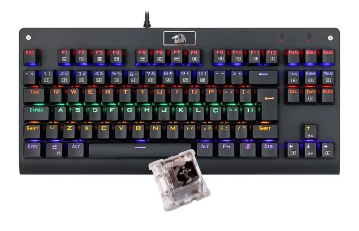 Teclado Mecânico Redragon Dark Avenger Preto Iluminação Rainbow Switch Azul K568R