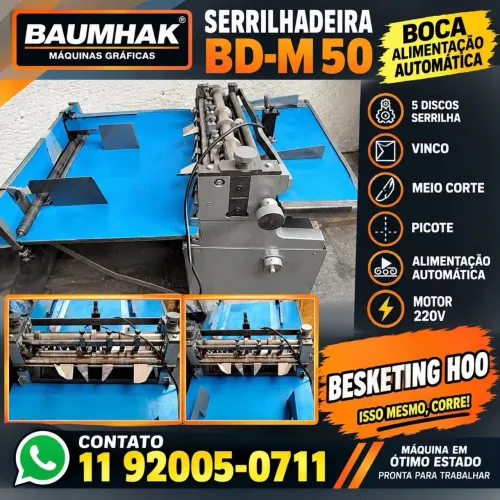 Serrilhadeira baumhak bm-50 serrilha vinca e meio corte