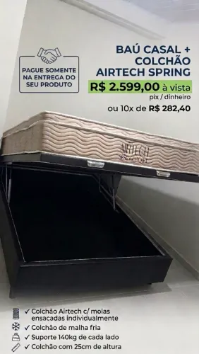 Cama Baú Casal Colchão Ortobom