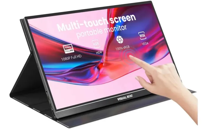 Monitor Portátil Visual Beat 15,6 Pol Touch Screen FullHD 1080p