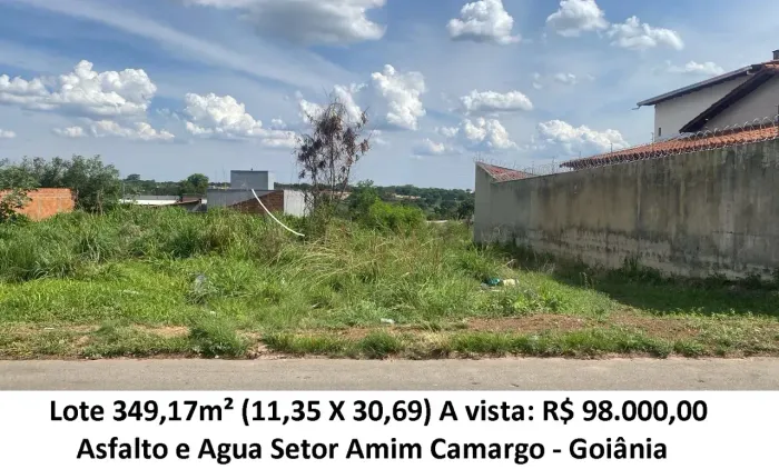 Leia a descrição: Lote 349,17m² (Asfalto e Agua) Setor Amim Camargo