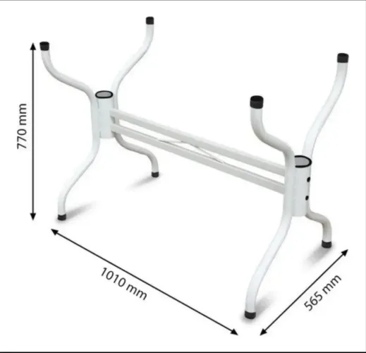 Pé Base De Aço 4 Apoios Pé Para Tampo de Mesa Retangular 150x75 Vidro Granito Mármore 