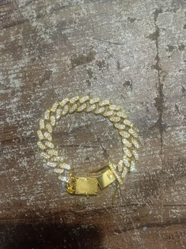 Pulseira masculina dourada com prata com feixo cadeado de 12mm*nova*!