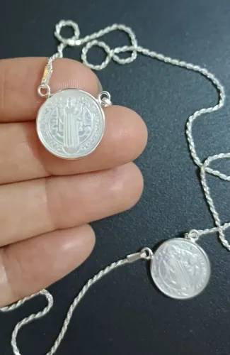 São Bento. Escapulario de prata 925
