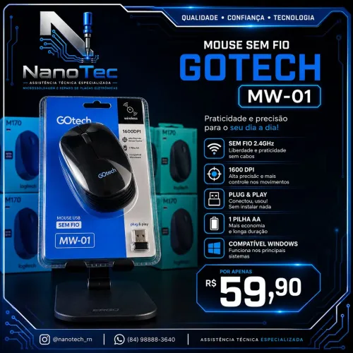 Mouse sem fio Gotech MW-01