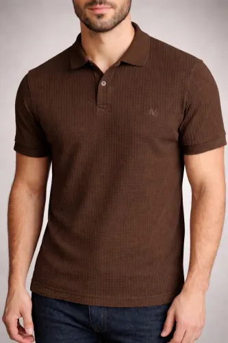Camisa Polo Texturizada Marrom 