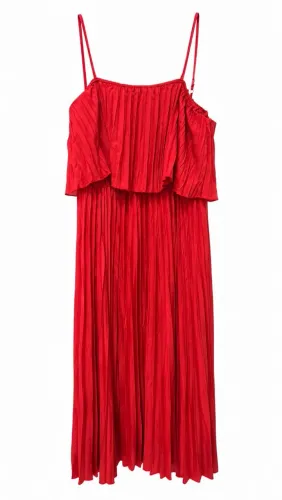 Vestido plissado vermelho- g