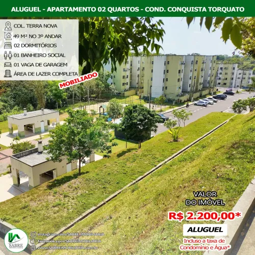 Apartamento de 2 quartos mobiliado para alugar no Cond. Conquista Torquato, Manaus - Am.