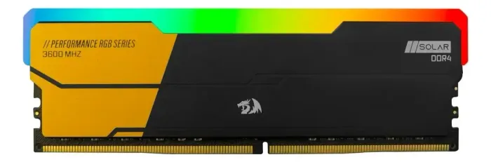 Memoria Redragon Solar, RGB, 16GB (1x16GB), DDR4, 3600MHz, C18, Preta e Dourada, GM-806
