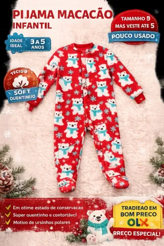 Pijama macacão inverno tam 03 05